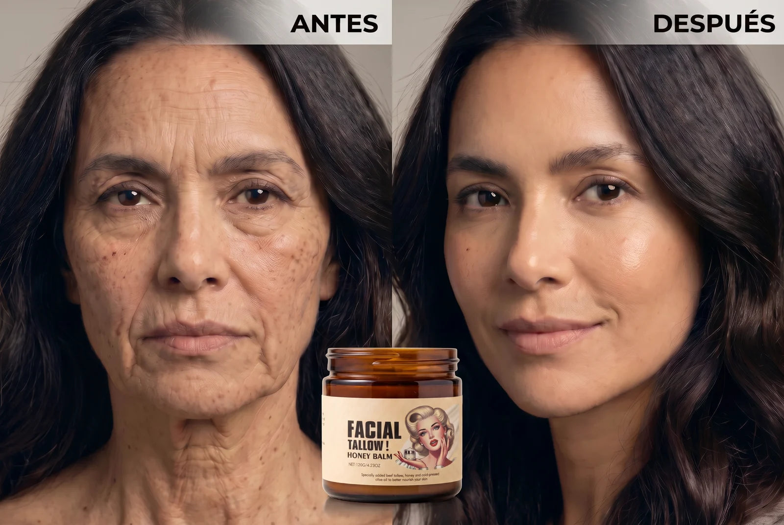 Antes y después con Crema Facial Tallow